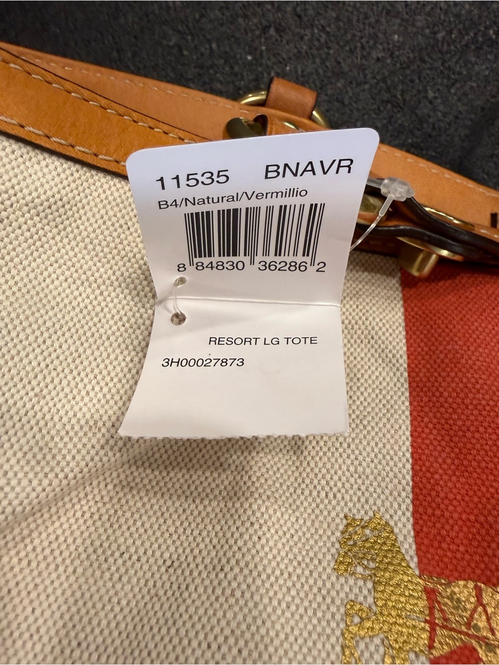 Coach Canvas Tote in Cream with Red Center Stripe - Picture 2 of 4